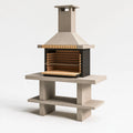 Grillkamin 120 x 70 x 240 cm aus Beton und Stahl Beige Schwarz für den Außenbereich Modern