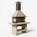 Grillkamin 120 x 70 x 220 cm aus Beton und Metall in Beige Schwarz mit Kaminhaube