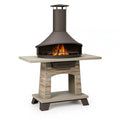 Grillkamin 120 x 80 x 220 cm aus Metall und Stein Braun Beige für den Außenbereich mit Grillrost