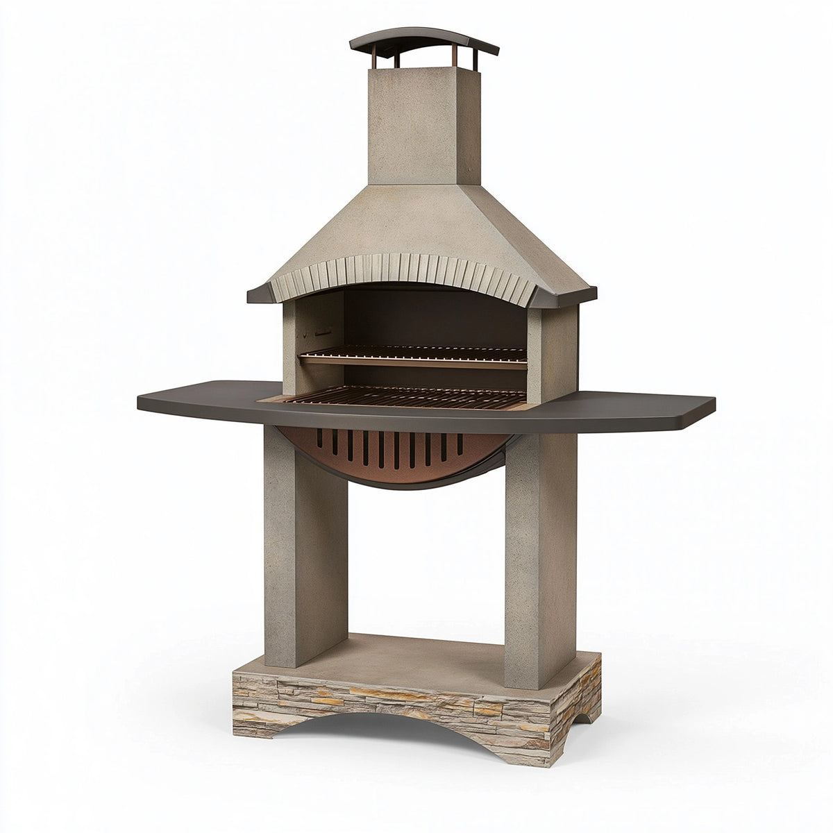 Grillkamin 160 x 80 x 220 cm Beton Steinoptik Anthrazit für den Außenbereich