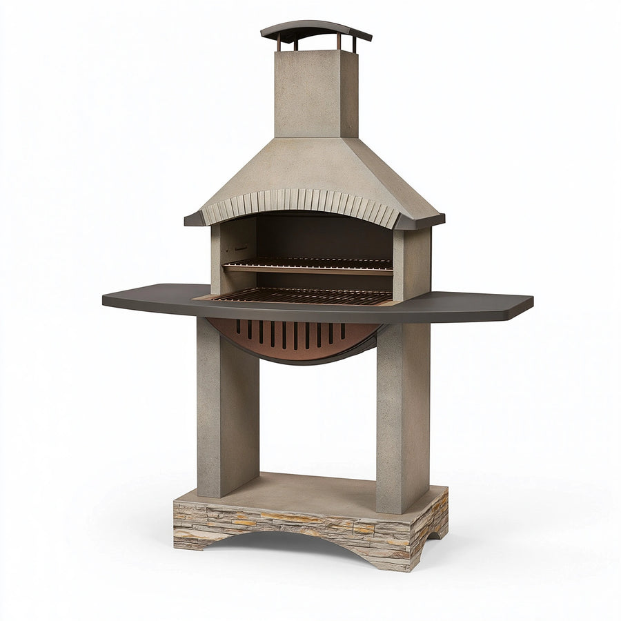 Grillkamin 160 x 80 x 220 cm Beton Steinoptik Anthrazit für den Außenbereich
