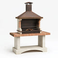 Gartenkamin 120 x 70 x 190 cm aus Beton Ziegel und Metall Braun Beige mit Grillrost