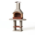Gartengrill 100 x 70 x 240 cm aus Beton in Beige Terrakotta mit Kamin und Grillrost