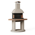 Gartenkamin Grill Ø110 cm Beton Beige Schwarz mit Grillrost