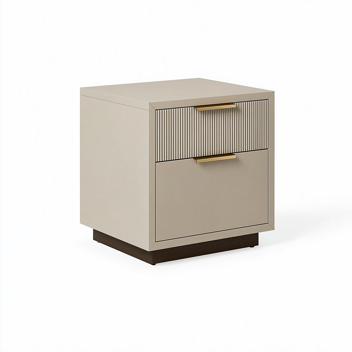 Nachttisch 50 x 40 x 60 cm aus Holzwerkstoff in Taupe mit 2 Schubladen im modernen Stil