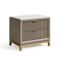 Nachttisch 50 x 40 x 60 cm in Beige Weiß Gold mit zwei Schubladen und geriffelter Front