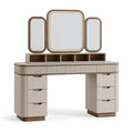 Schminktisch Set 160 x 50 x 150 cm Holzwerkstoff Beige Braun mit Spiegel und Beleuchtung