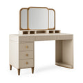 Schminktisch Set 120 x 50 x 150 cm Holzwerkstoff Glas Elfenbein Walnuss Gold mit Spiegel und Schubladen