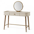 Schminktisch 100 x 45 x 140 cm Holzwerkstoff Weiß Braun Gold mit Spiegel und Schublade