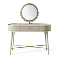 Schminktisch 100 x 45 x 145 cm aus Holzwerkstoff und Metall Beige Gold mit rundem Spiegel