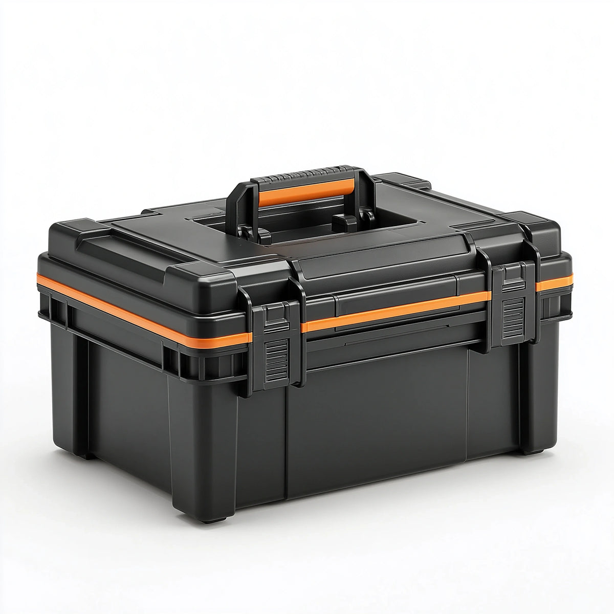 Werkzeugkoffer 50 x 30 x 25 cm Kunststoff Schwarz Orange mit Tragegriff