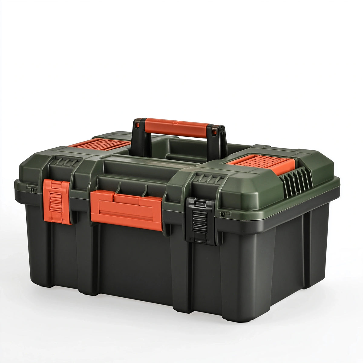 Werkzeugkoffer 55 x 30 x 28 cm Kunststoff Grün/Schwarz/Orange mit Tragegriff